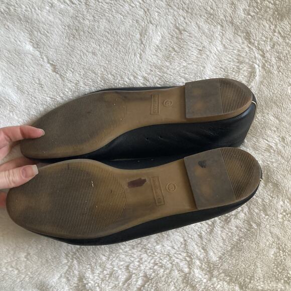 Everlane The Day Glove Slip On Tan Leather Ballet Flats US 10.5 Black round toe - Picture 6 of 16